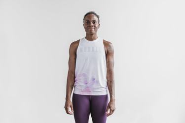 Nobull High-Neck Women's Tank Tops White Purple Floral | Australia (ZW1569)